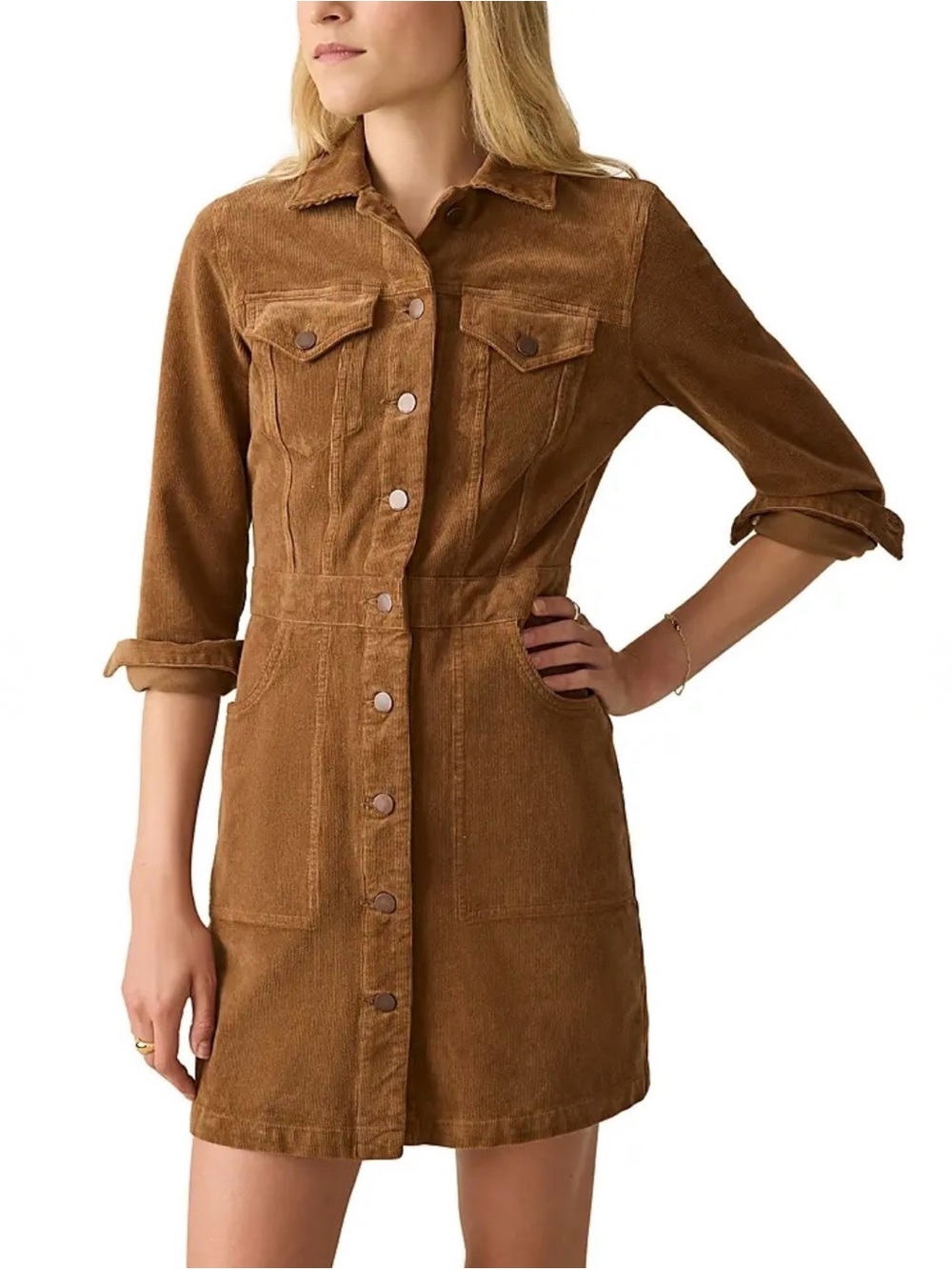 Faherty Brown Cord Michelle Dress Brown Corduroy Cotton WDF2452-ICP Size 10